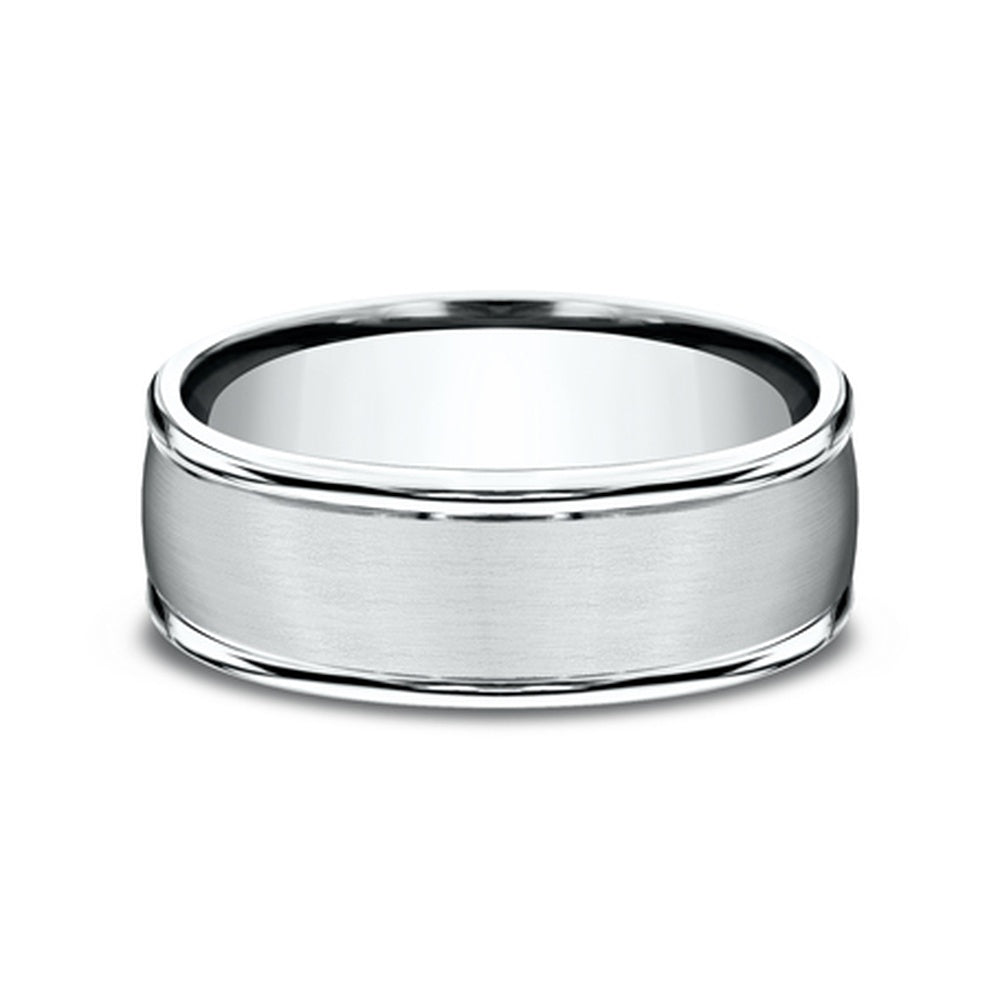 The Washington Men's Wedding Band in 14K White Gold - 8mm Width by Benchmark
