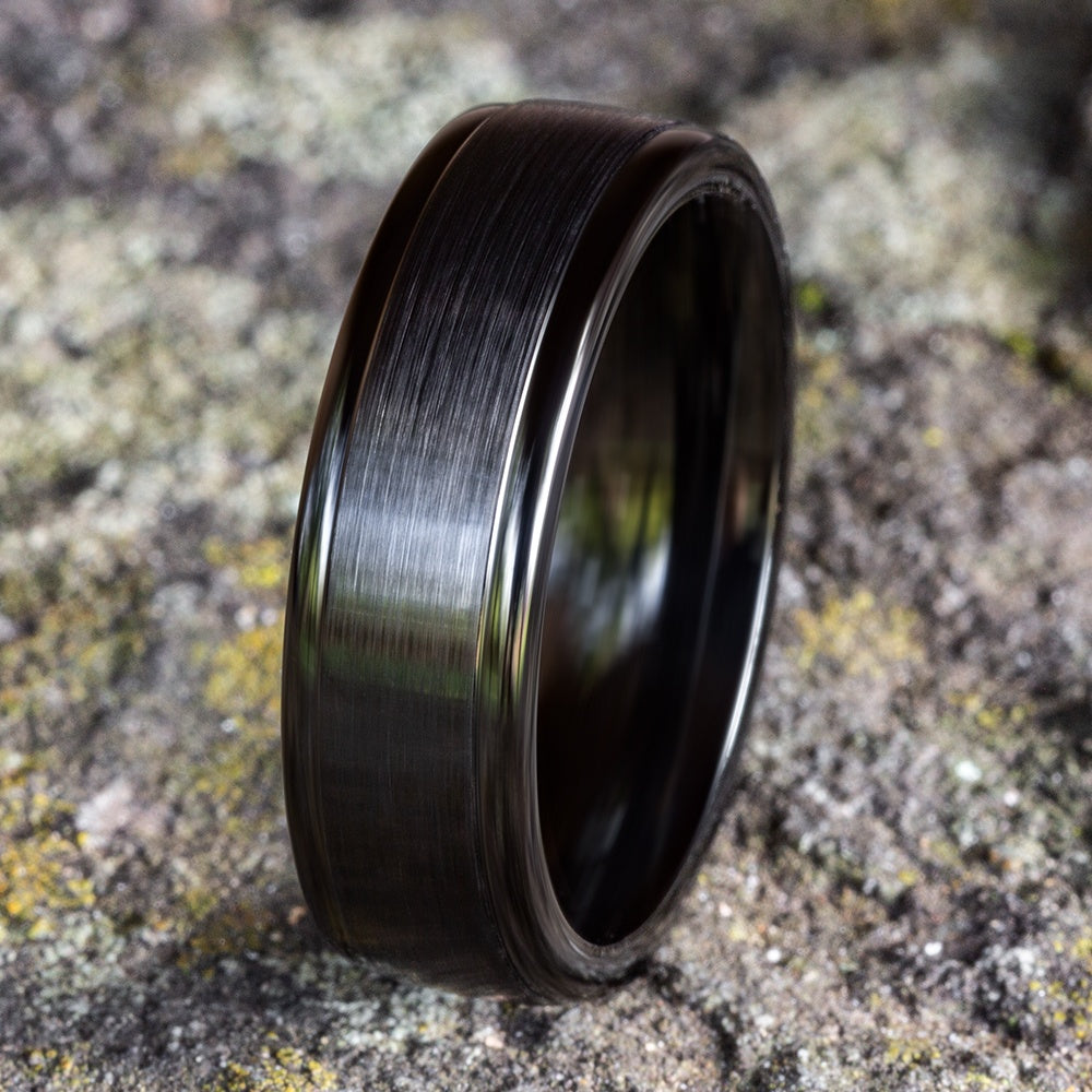 The Washington Men's Wedding Band in Black Titanium - 6mm Width by Forge