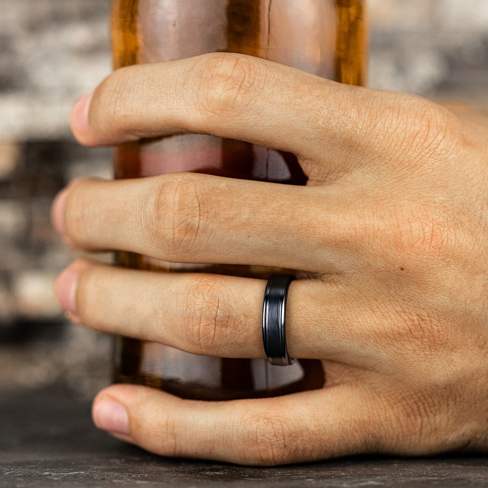 The Washington Men's Wedding Band in Black Titanium - 6mm Width by Forge