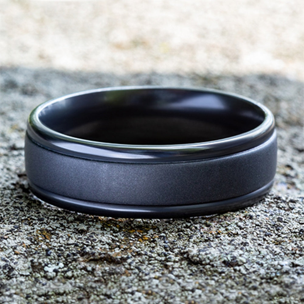 The Washington Men's Wedding Band in Dark Tantalum - 7mm Width by Tantalum