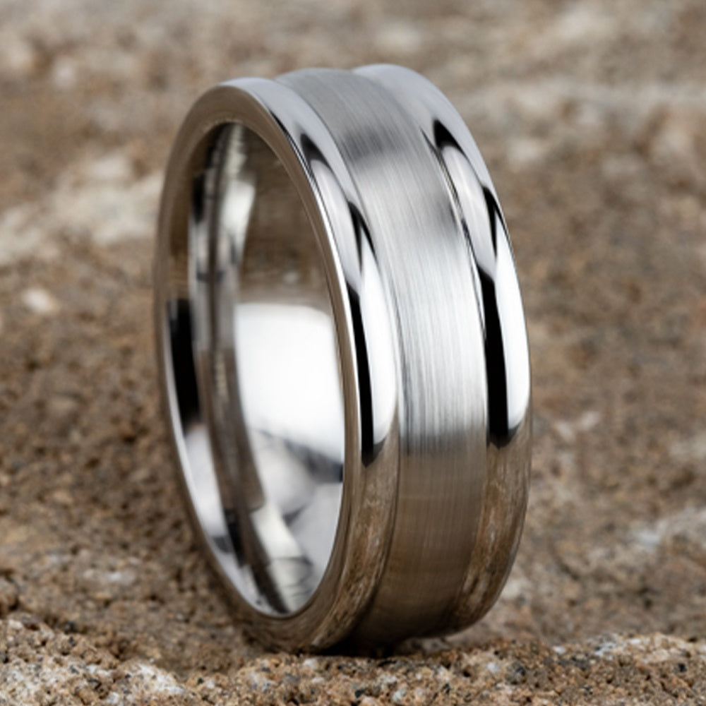 The Washington Men's Wedding Band in White Cobalt - 8mm Width by Forge