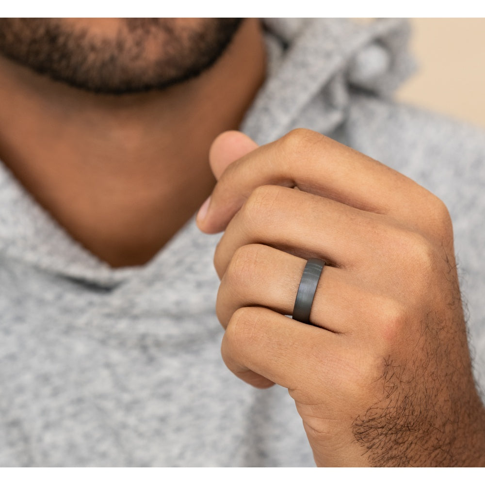 The Watchman Men's Wedding Band in Grey Tantalum - 6mm Width by Tantalum