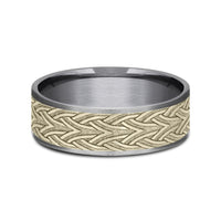 The Waterford Men's Wedding Band in Grey Tantalum and 14K Yellow Gold - 7.5mm Width by Ammara Stone
