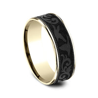 The Waterfowl Men's Wedding Band in 14K Yellow Gold and Black Titanium - 7.5mm Width by Brook and Branch