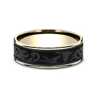 The Waterfowl Men's Wedding Band in 14K Yellow Gold and Black Titanium - 7.5mm Width by Brook and Branch