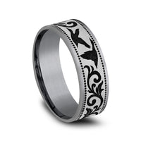 The Waterfowl Men's Wedding Band in Grey Tantalum and Grey/Black Titanium - 7.5mm Width by Brook and Branch