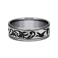 The Waterfowl Men's Wedding Band in Grey Tantalum and Grey/Black Titanium - 7.5mm Width by Brook and Branch