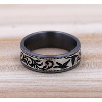 The Waterfowl Men's Wedding Band in Grey Tantalum and Grey/Black Titanium - 7.5mm Width by Brook and Branch