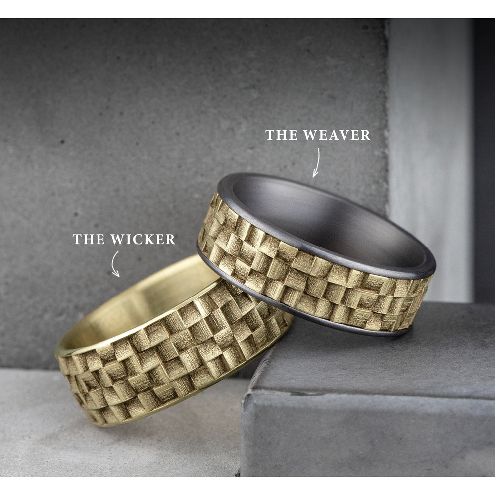 The Weaver Men's Wedding Band in 14K Yellow Gold - 9mm Width by Benchmark