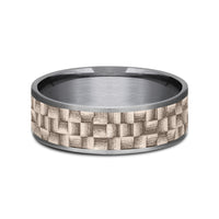 The Weaver Men's Wedding Band in Grey Tantalum and 14K Rose Gold - 7.5mm Width by Ammara Stone