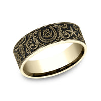The Western Script Men's Wedding Band in 14K Yellow Gold - 8mm Width by Brook and Branch