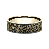 The Western Script Men's Wedding Band in 14K Yellow Gold - 8mm Width by Brook and Branch