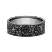 The Western Script Men's Wedding Band in Tungsten - 7mm Width by Forge
