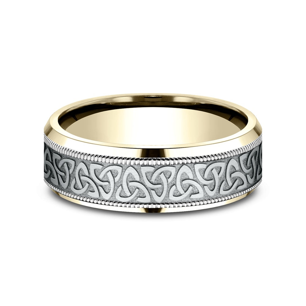 The Wexford Men's Wedding Band in 14K Yellow and White Gold - 7mm by Benchmark