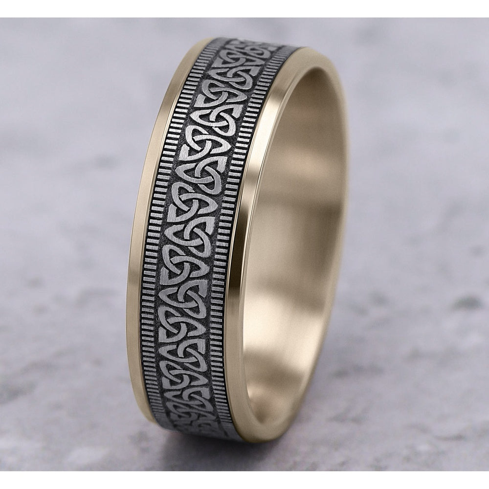 The Wexford Men's Wedding Band in 14K Yellow and White Gold - 7mm by Benchmark