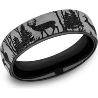 The Whitetail Men's Wedding Band in Grey/Black Titanium - 6.5mm Width by Brook and Branch