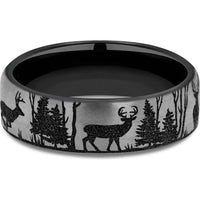The Whitetail Men's Wedding Band in Grey/Black Titanium - 6.5mm Width by Brook and Branch