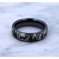 The Whitetail Men's Wedding Band in Grey/Black Titanium - 6.5mm Width by Brook and Branch