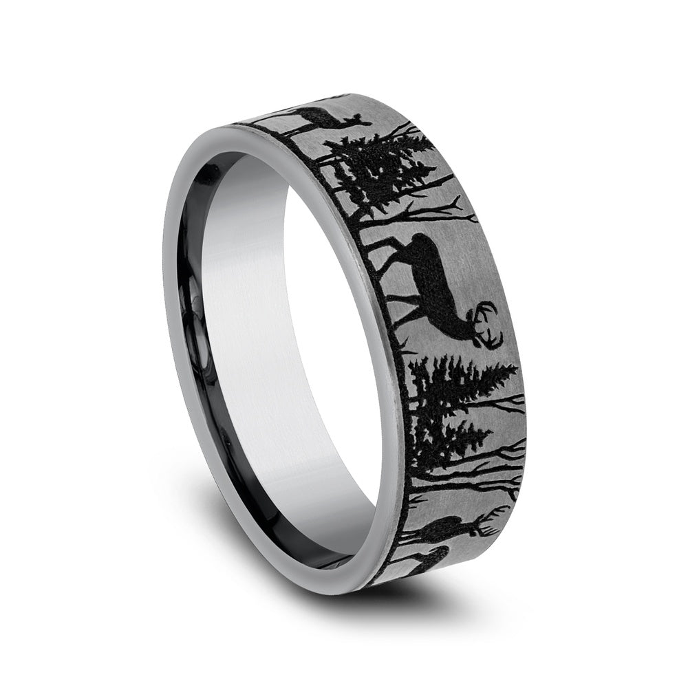 The Whitetail Men's Wedding Band in Grey Tantalum - 7mm Width by Brook and Branch