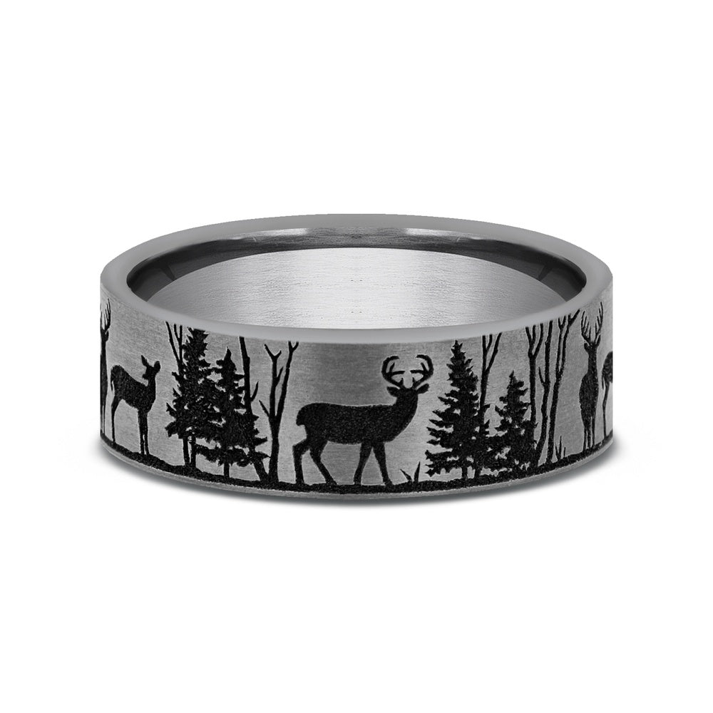 The Whitetail Men's Wedding Band in Grey Tantalum - 7mm Width by Brook and Branch