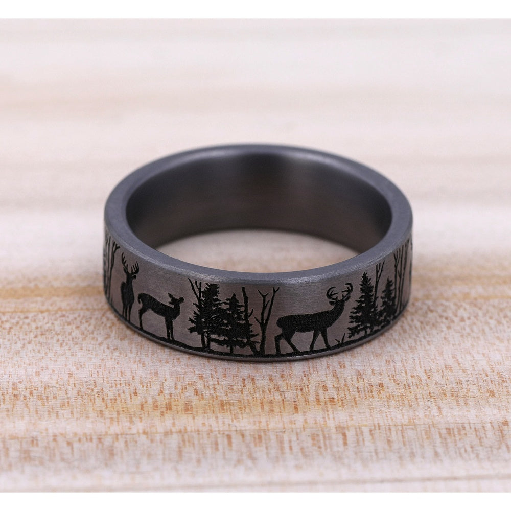 The Whitetail Men's Wedding Band in Grey Tantalum - 7mm Width by Brook and Branch