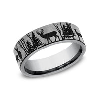 The Whitetail Men's Wedding Band in Tungsten - 7mm Width by Forge