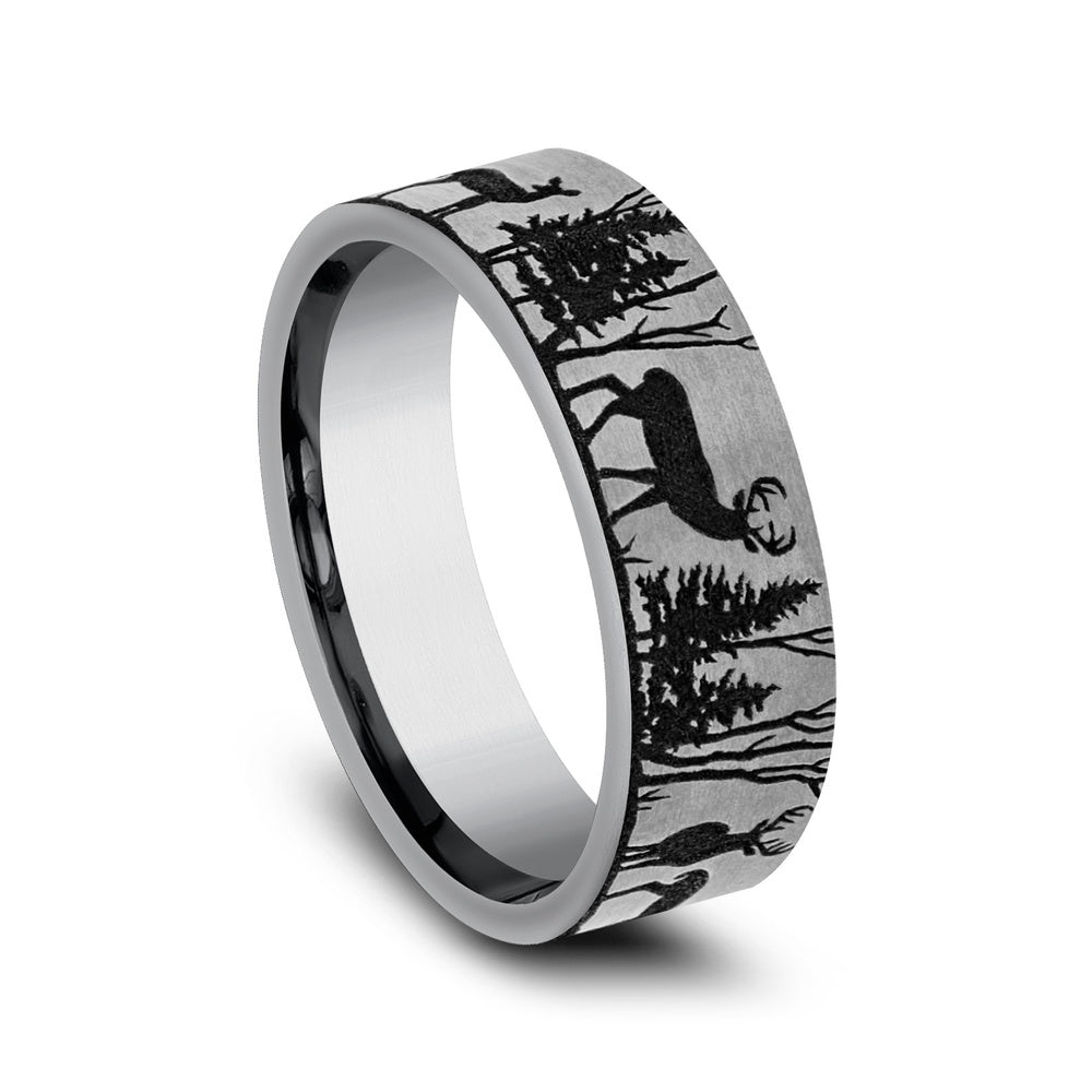 The Whitetail Men's Wedding Band in Tungsten - 7mm Width by Forge