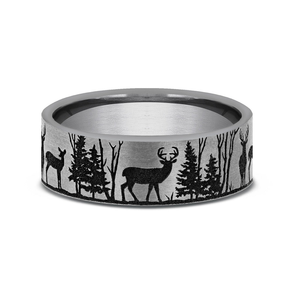 The Whitetail Men's Wedding Band in Tungsten - 7mm Width by Forge