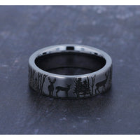 The Whitetail Men's Wedding Band in Tungsten - 7mm Width by Forge