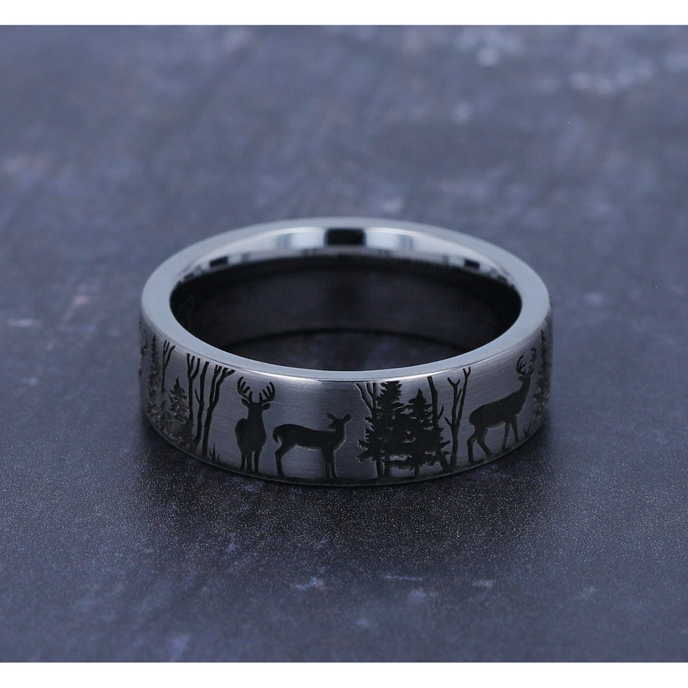 The Whitetail Men's Wedding Band in Tungsten - 7mm Width by Forge