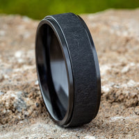 The Whitman Men's Wedding Band in Black Titanium - 7mm Width by Forge
