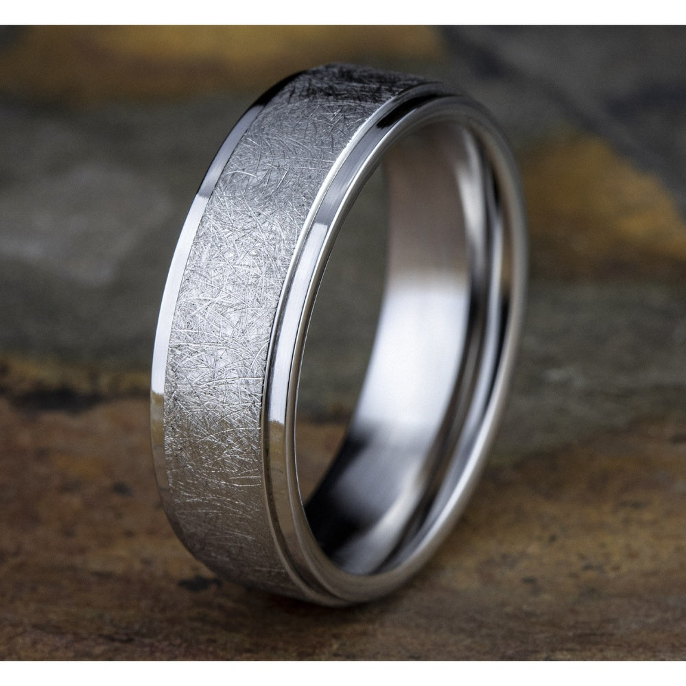 The Whitman Men's Wedding Band in White Cobalt - 7mm Width by Forge