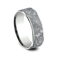 The Wild Men's Wedding Band in 14K White Gold and Grey Tantalum - 7.5mm Width by Ammara Stone