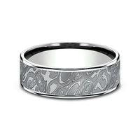 The Wild Men's Wedding Band in 14K White Gold and Grey Tantalum - 7.5mm Width by Ammara Stone