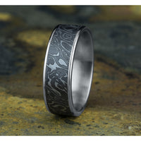The Wild Men's Wedding Band in 14K White Gold and Grey Tantalum - 7.5mm Width by Ammara Stone
