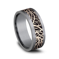 The Windsor Men's Wedding Band in Grey Tantalum and 14K Rose Gold - 8mm Width by Ammara Stone