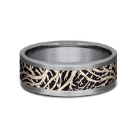 The Windsor Men's Wedding Band in Grey Tantalum and 14K Rose Gold - 8mm Width by Ammara Stone