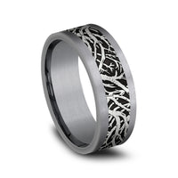 The Windsor Men's Wedding Band in Grey Tantalum and Grey/Black Titanium - 8mm Width by Tantalum
