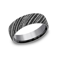 The Wood Grain Men's Wedding Band in Grey Tantalum - 6.5mm Width by Tantalum