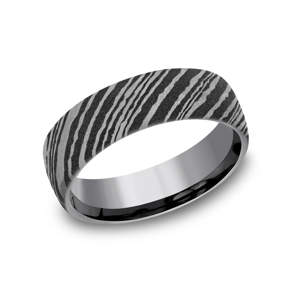 The Wood Grain Men's Wedding Band in Grey Tantalum - 6.5mm Width by Tantalum