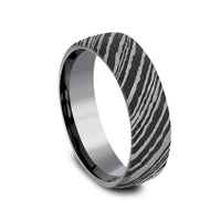The Wood Grain Men's Wedding Band in Grey Tantalum - 6.5mm Width by Tantalum