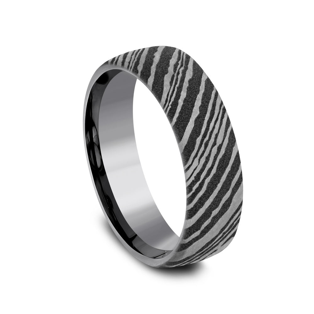 The Wood Grain Men's Wedding Band in Grey Tantalum - 6.5mm Width by Tantalum