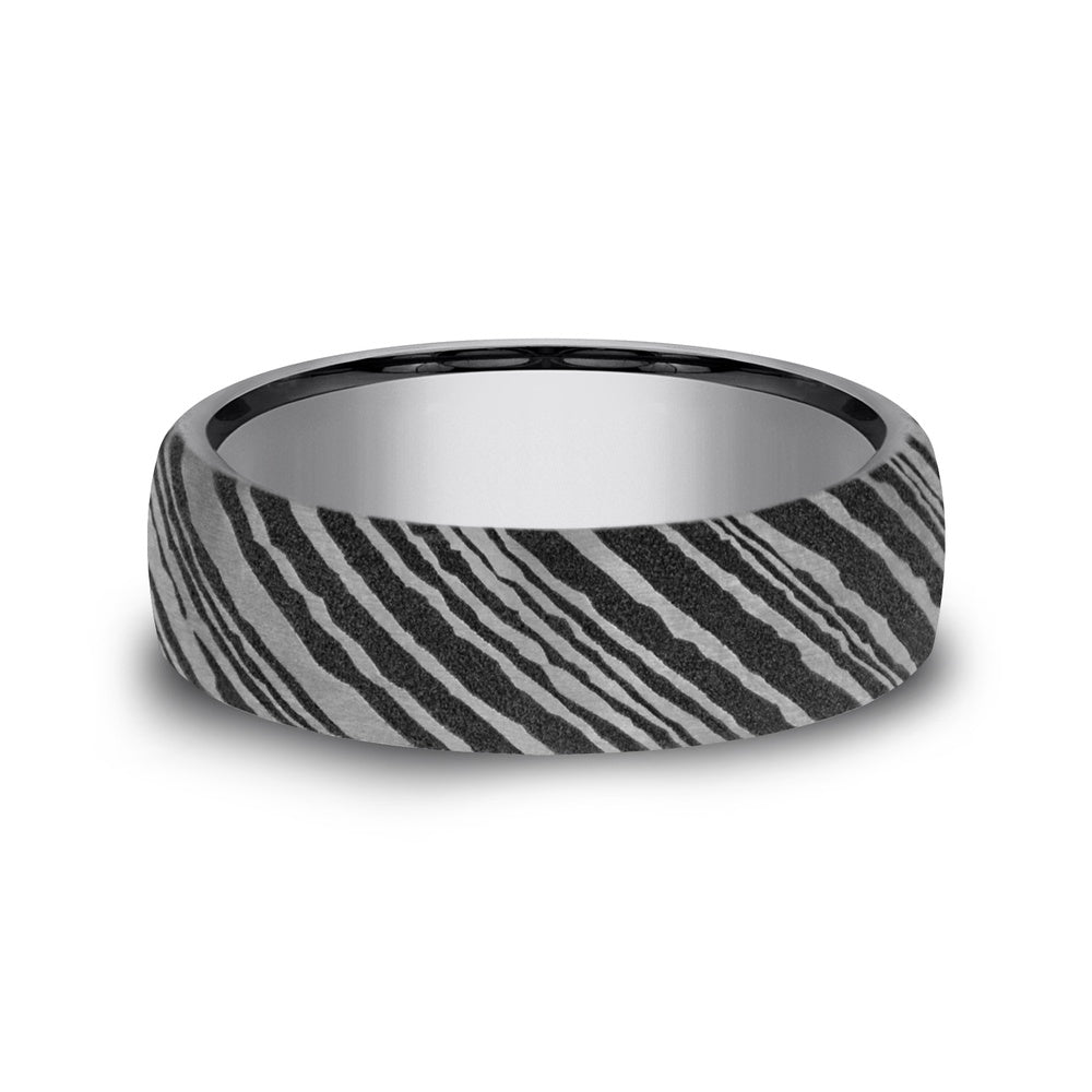 The Wood Grain Men's Wedding Band in Grey Tantalum - 6.5mm Width by Tantalum