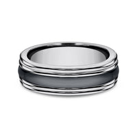 The Wraith Men's Wedding Band in Tungsten and Black Ceramic - 7mm Width by Forge