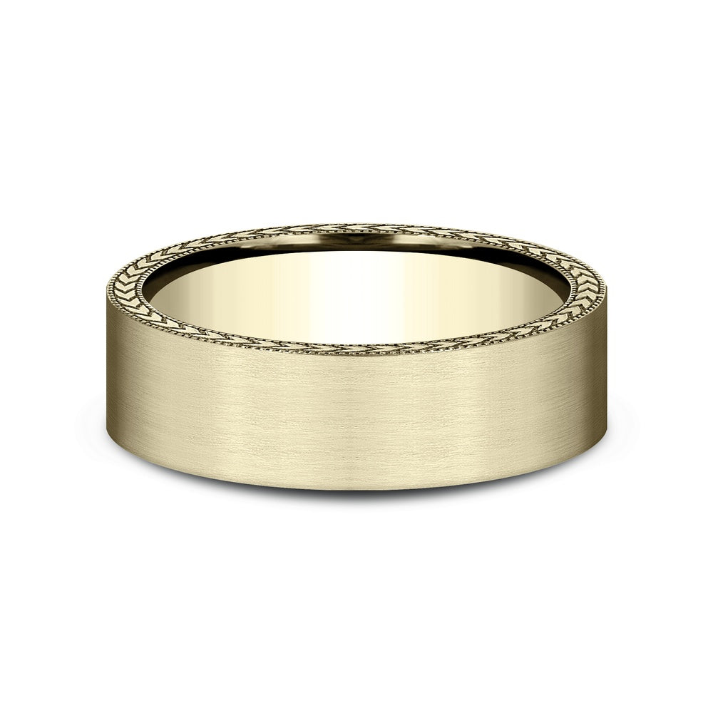 The Yuma Men's Wedding Band in 14K Yellow Gold - 6.5mm Width by Benchmark