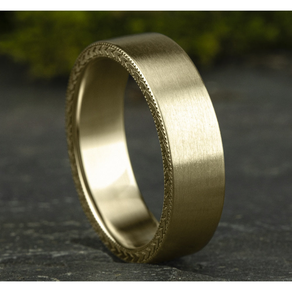The Yuma Men's Wedding Band in 14K Yellow Gold - 6.5mm Width by Benchmark