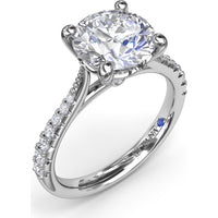Thin Milgrain Graduated Diamond Engagement Ring Setting with Pavé Band by Fana - 0.25 Carat Total Diamond Weight