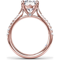 Thin Milgrain Graduated Diamond Engagement Ring Setting with Pavé Band by Fana - 0.25 Carat Total Diamond Weight