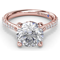 Thin Milgrain Graduated Diamond Engagement Ring Setting with Pavé Band by Fana - 0.25 Carat Total Diamond Weight