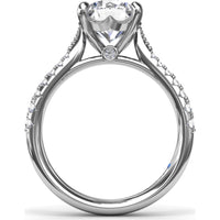Thin Milgrain Graduated Diamond Engagement Ring Setting with Pavé Band by Fana - 0.25 Carat Total Diamond Weight